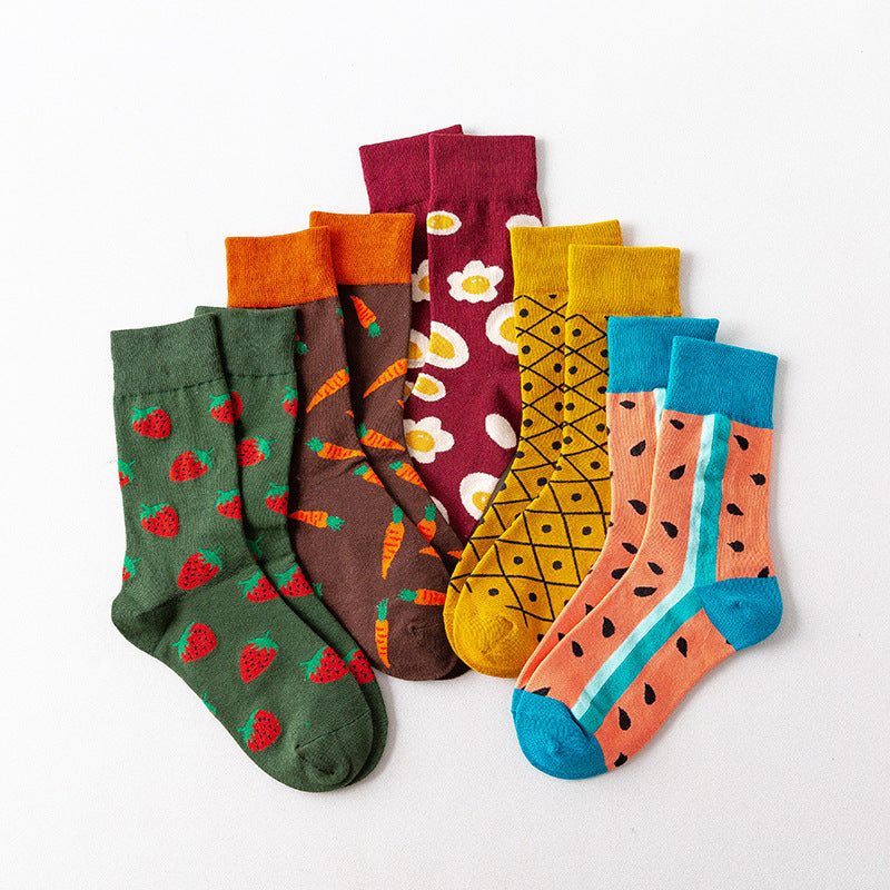 Fruit tube women's socks Jacquard cartoon Japanese women's socks