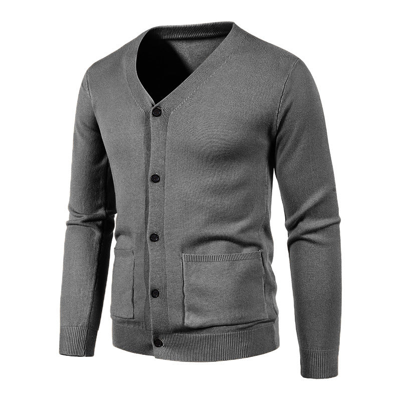 European And American Fashion Casual Men's Solid Color Sweater Jacket