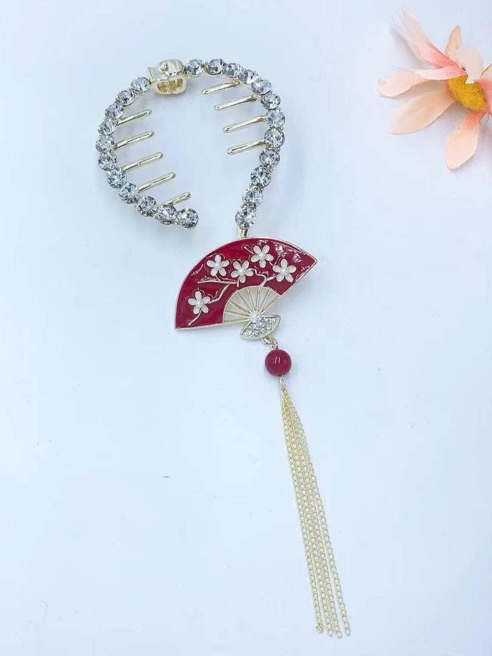 Light Luxury Zircon Fan Shaped Ball Buckle