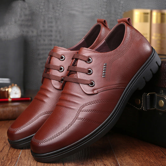 Men's Business Casual Leather Shoes With Breathable Laces