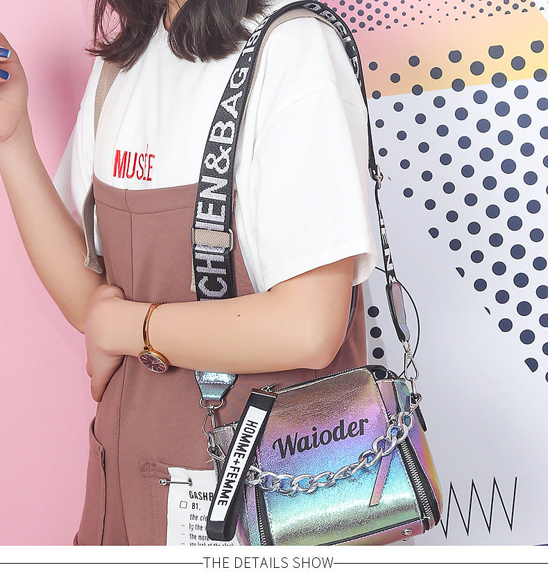 Korean style colorful laser broadband bucket bag