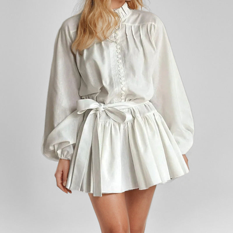 Womens Printed Tie Waist Short Dress