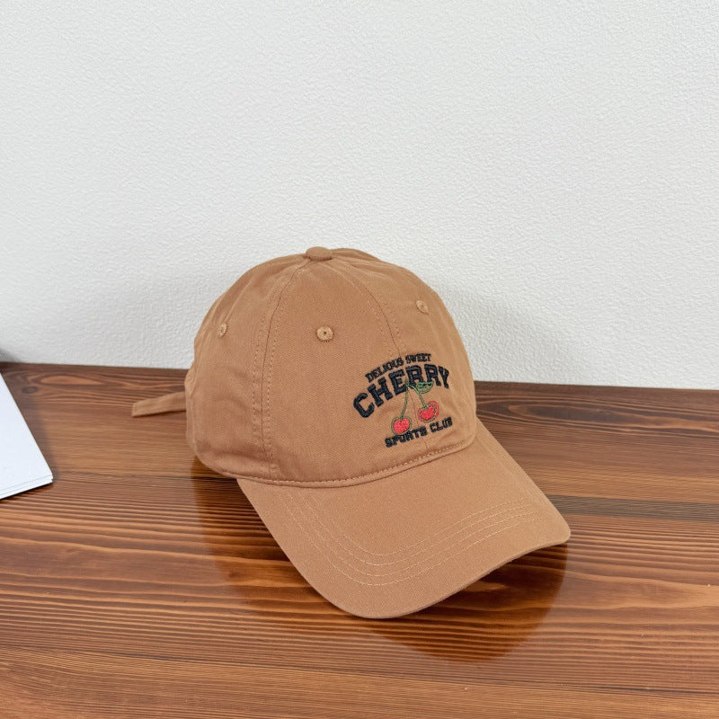 Cute Cartoon Embroidery Cherry Baseball Cap For Women