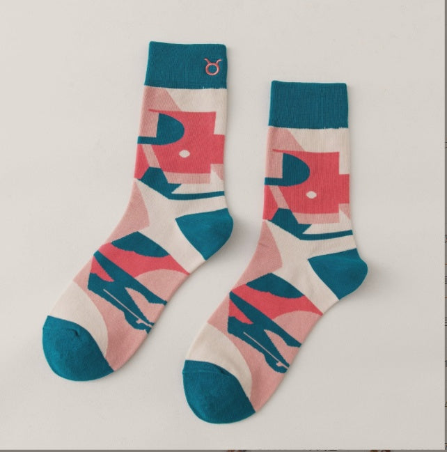12Constellations Embroidered Socks Autumn And Winter