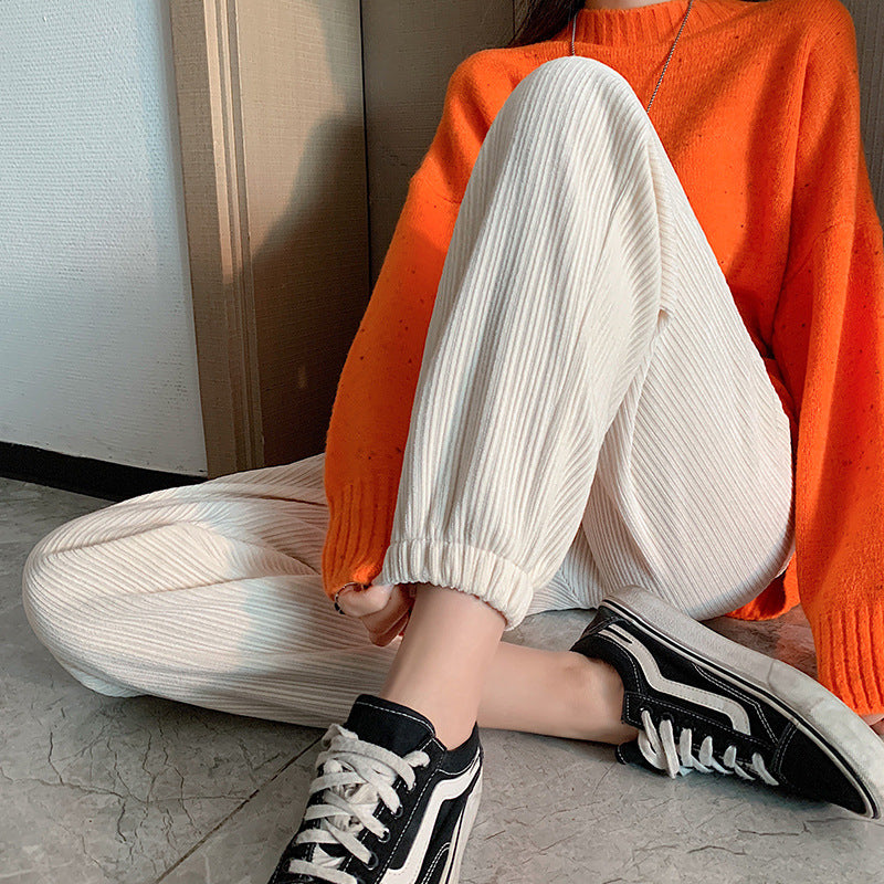 Padded Chenille Casual Corduroy Trousers
