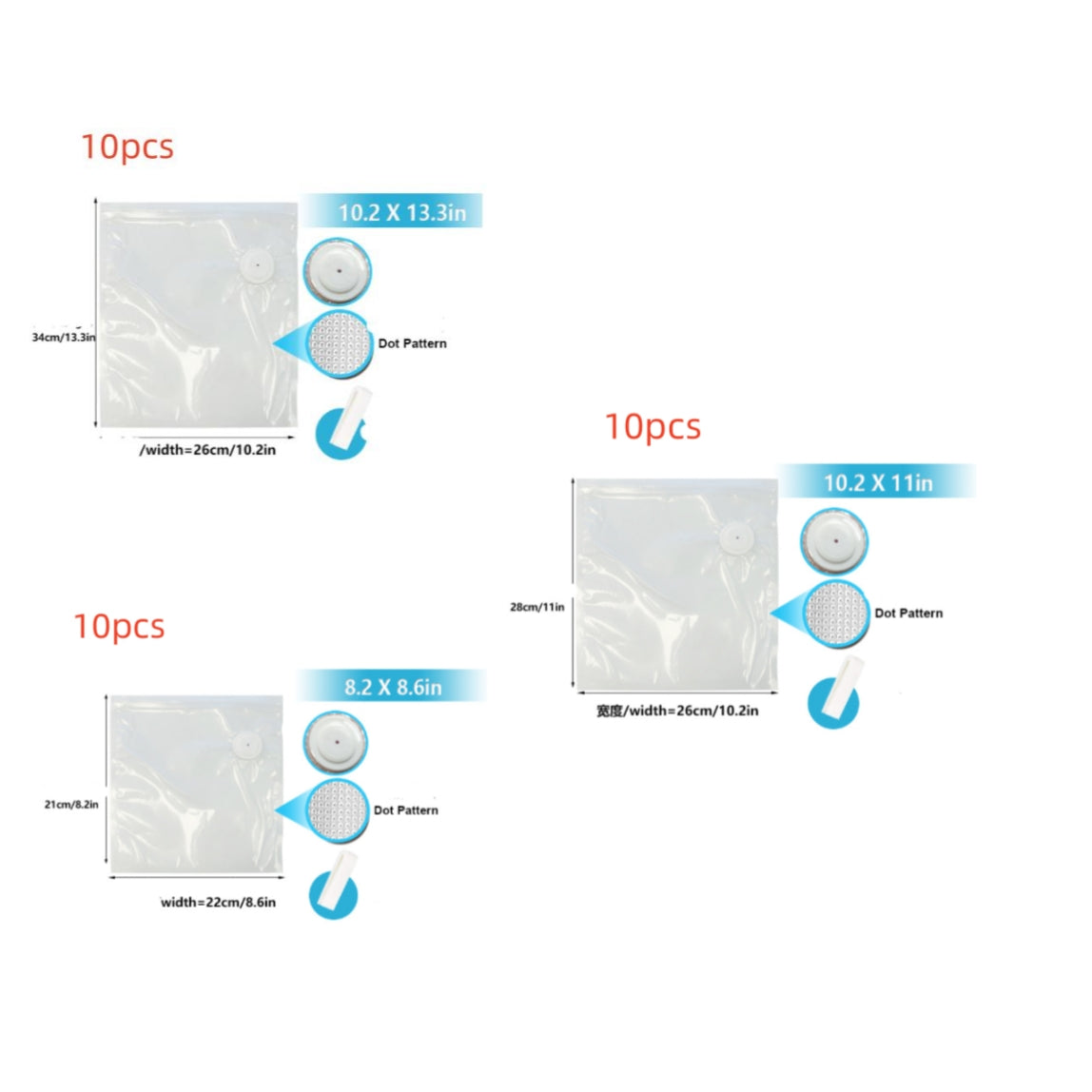 Commercial White Plastic Air Valve Compression Bag