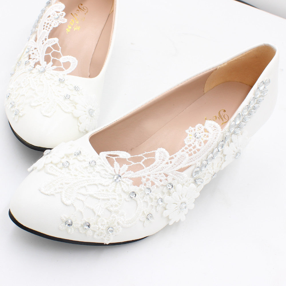 Lace Silver Sequins Adorn White Wedding High Heels