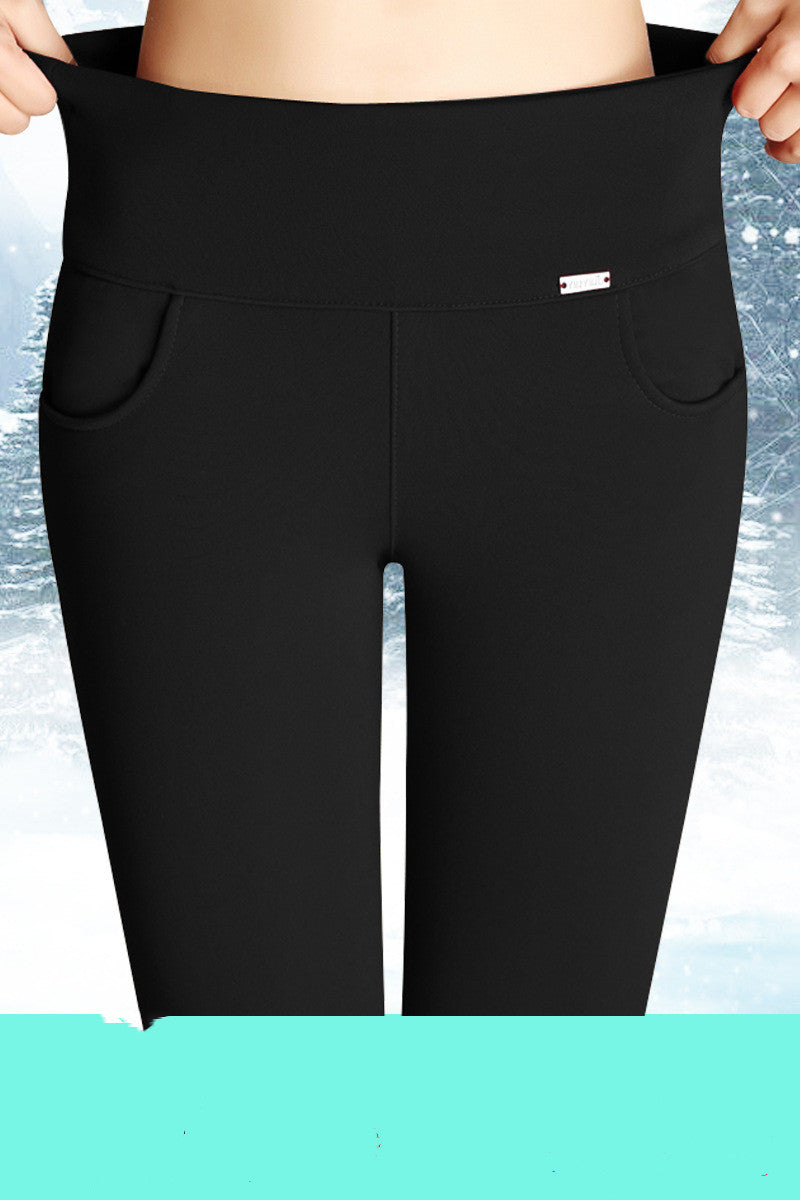 Outer wear leggings ladies plus velvet thick slim trousers