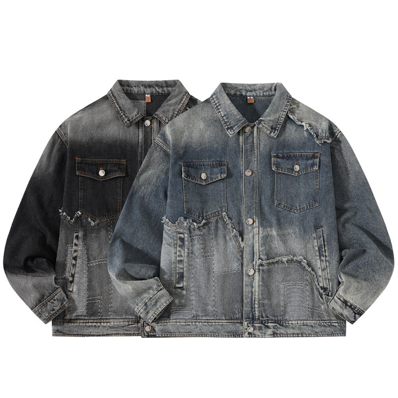 Washed Destroyed Denim Jacket