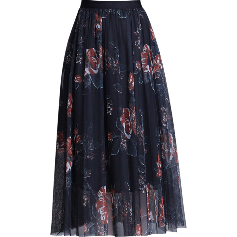 Mode Slankende Tre-lags Mesh Skirt