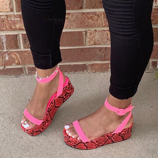 Snakeskin word strap women's shoes printed sandals