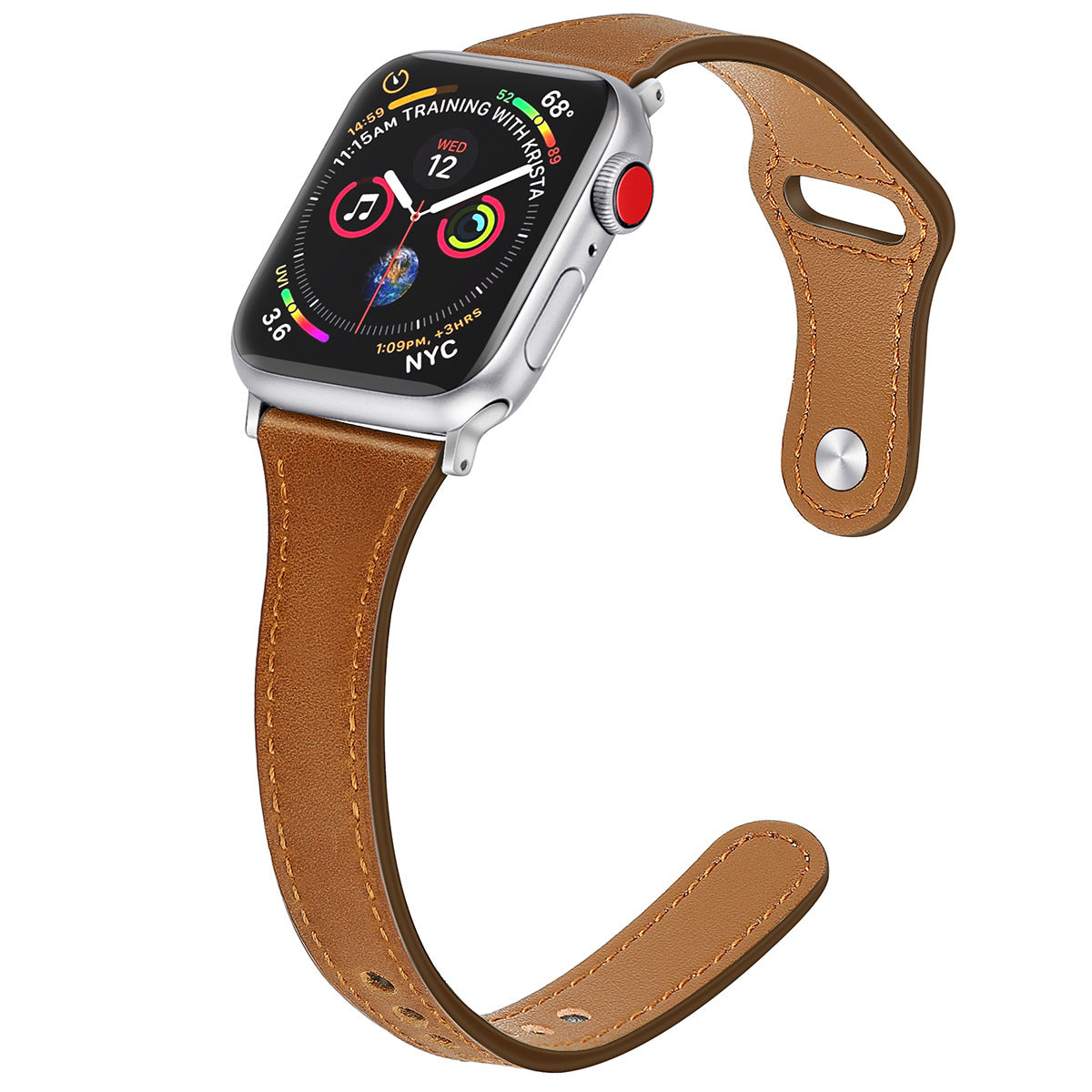 Leather reduced car line watch strap
