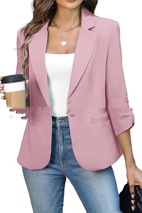 Solid Color Lightweight Slim Suit Jacket