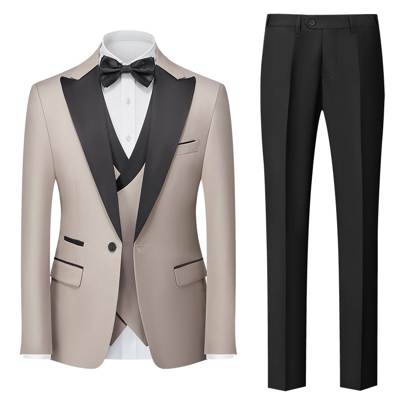 Korean-style Slim-fit Three-piece Suit Set