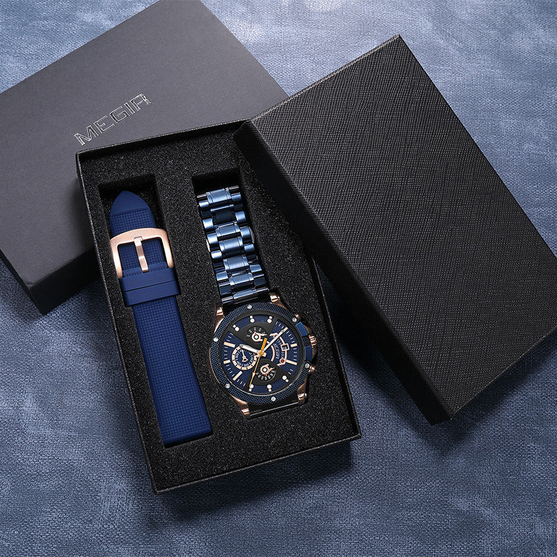 Steel Belt Multifunctional Sports Watch Men's Waterproof Luminous