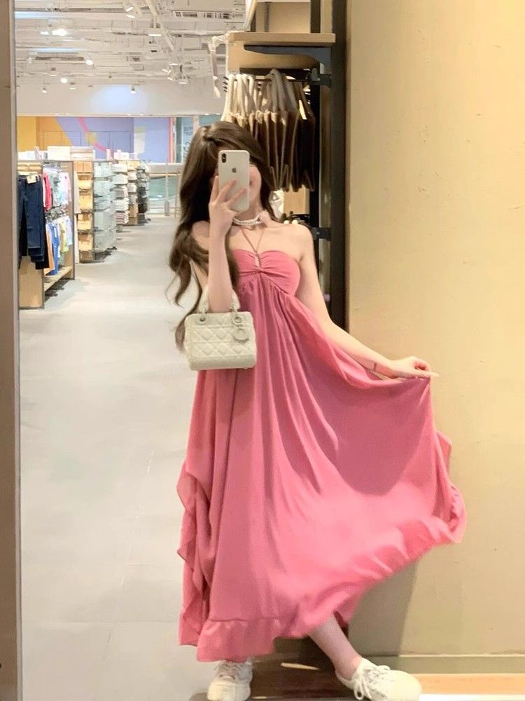 Women's Sexy Backless Halterneck Waist-Cinching Dress