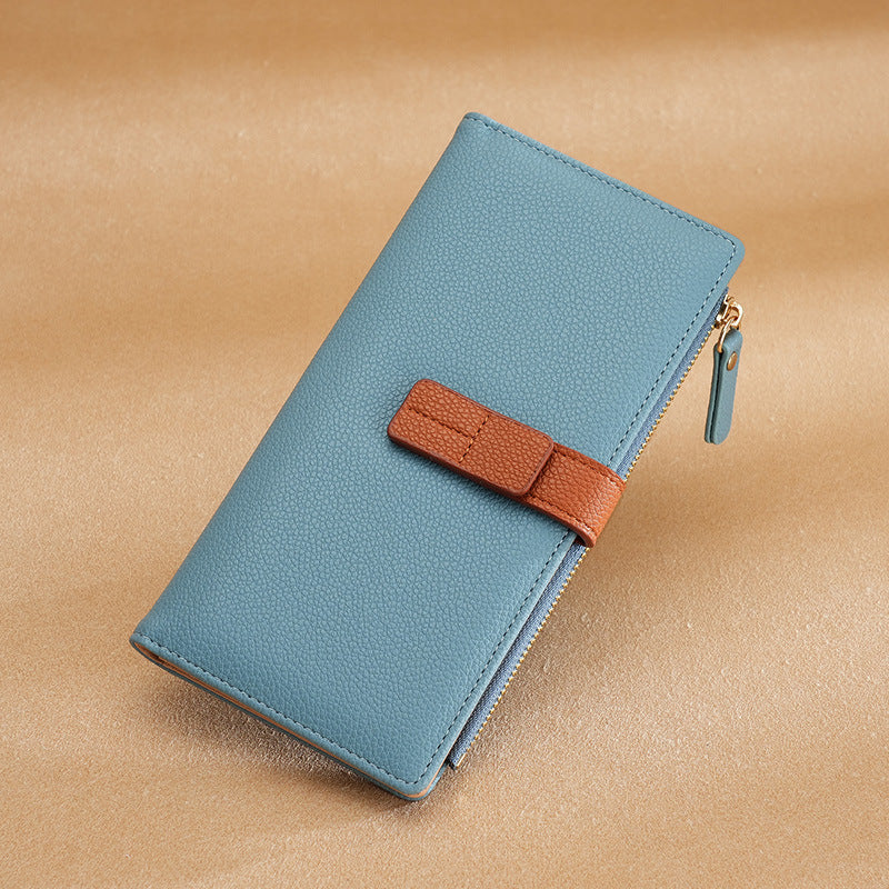 Long Multiple Card Slots Zipper Bag Buckle Korean Style High Sense Women's Wallet