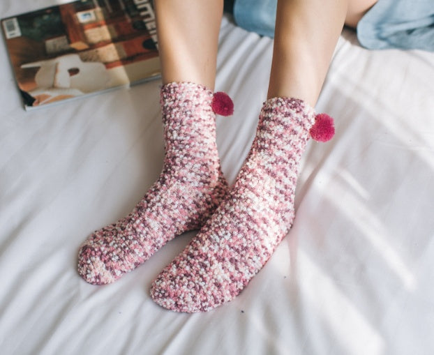 Three-dimensional cake socks home floor socks pearl velvet tube female socks