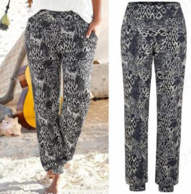 Loose printed high waist trousers