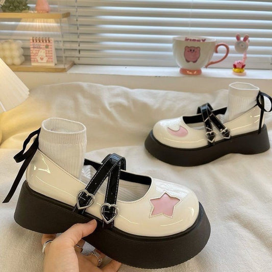 French Style Platform Leather Shoes Women