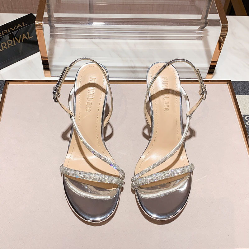Rhinstensordspænde Sandaler Dame Tå Vild Fe Stil Høje Hæle Stilet Sexet Trendy