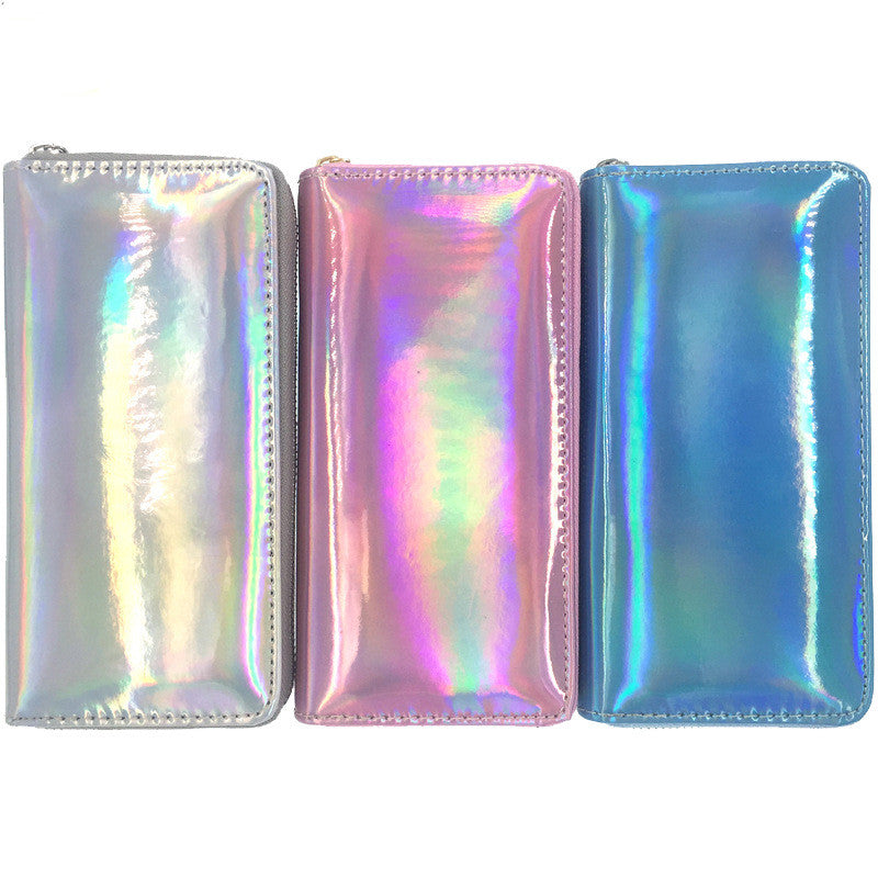 Eco-friendly Laser PU Long Wallet Student Card Case