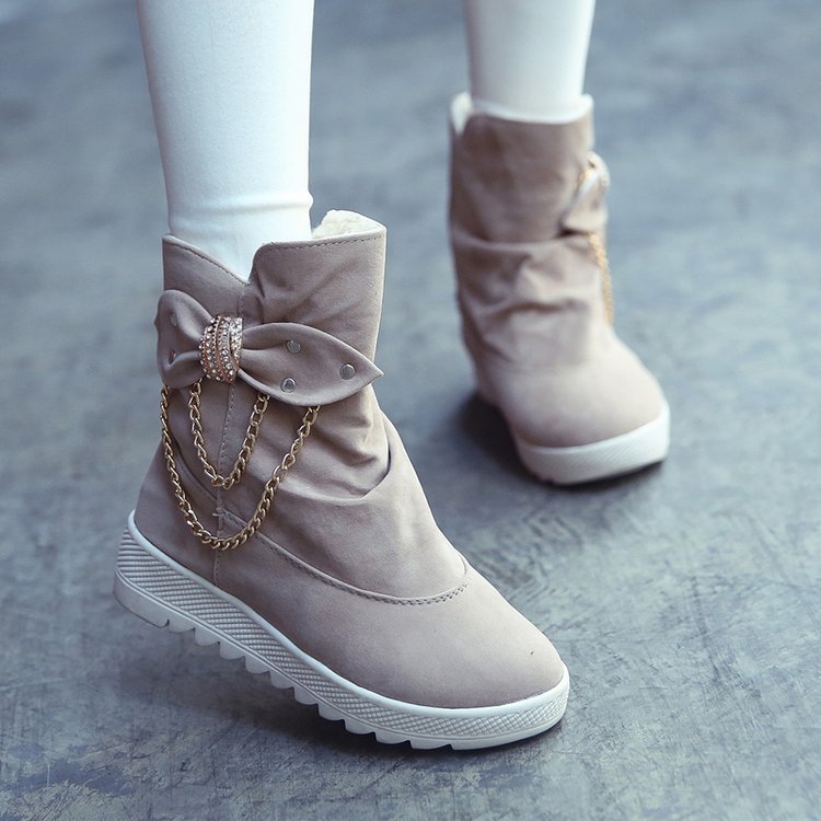Warm And Cold-proof Mid-tube Bow Snow Boots