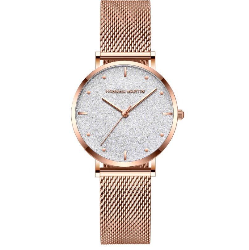 Japanese movement Amazon brand authorized special invoice IP plating quartz watch Ms. waterproof mesh belt watch