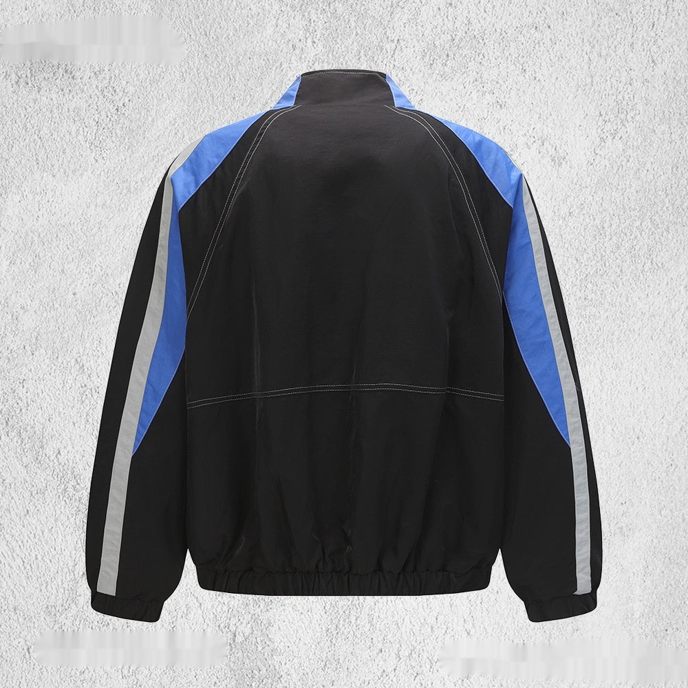 Men's Heavyweight Baseball Jacket With Contrast-color Letter Embroidery And A Stand-up Collar