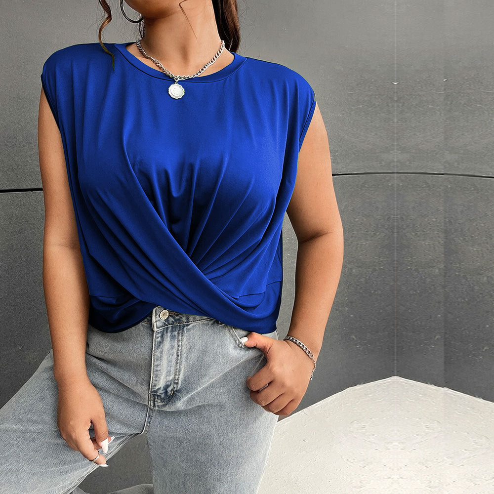 Women's Fashion Casual Style Round Neck Sleeveless Vest Top