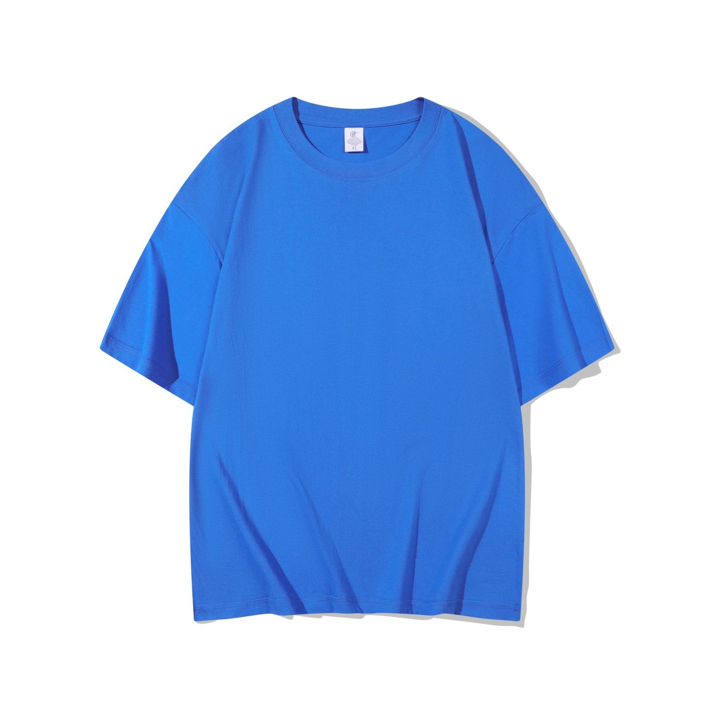 T-shirt i bomuld til mænd, 220g kraftig, ensfarvet, rund hals, korte ærmer