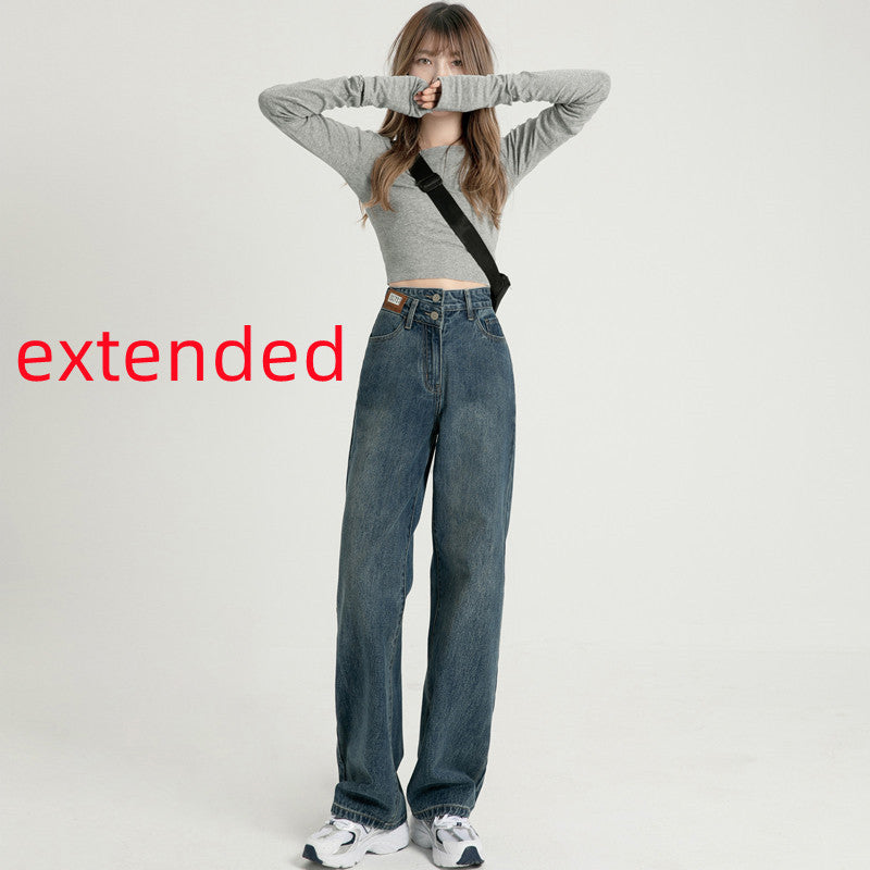 Retro Women's New Straight High Waist Wide Leg Jeans