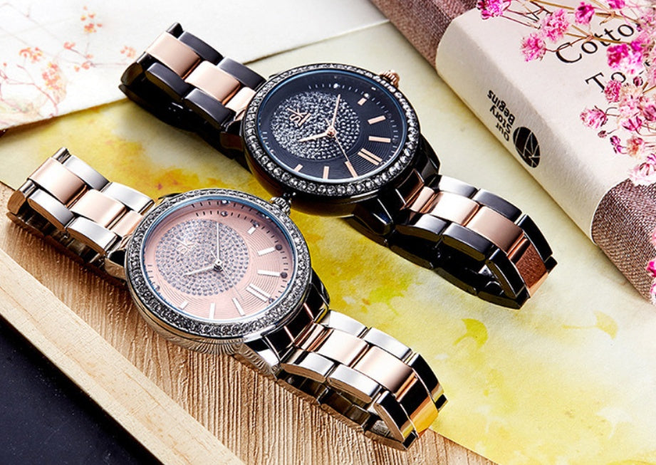 Drill steel belt ladies watch