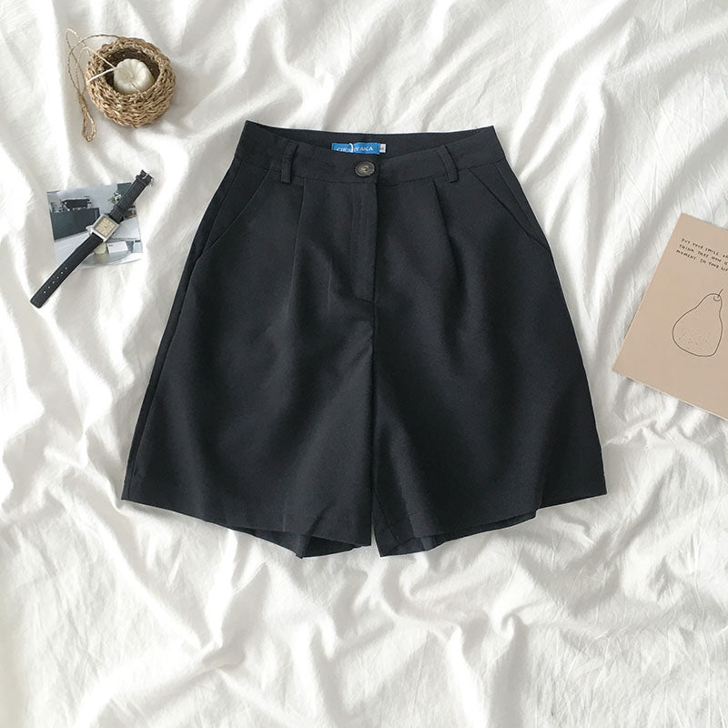 High waist loose wide leg casual shorts