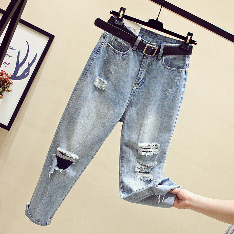 Women's summer ripped jeans