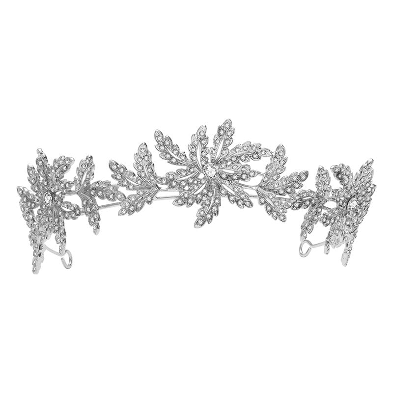 Alloy Bridal Crown Flower Leaf Hair Band