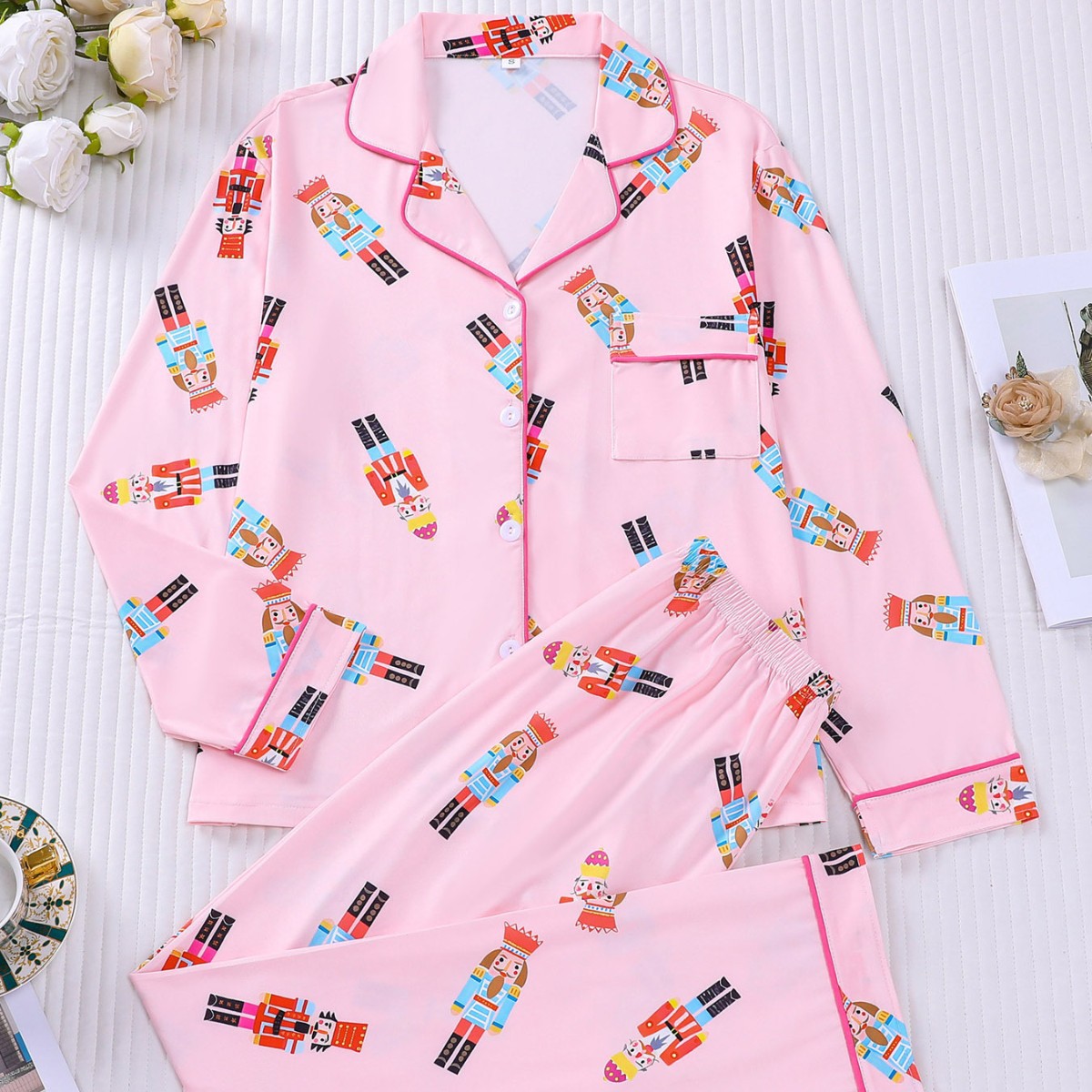 Autumn Winter Two-Piece Set Cardigan With Halloween Print And Long-Sleeve Pants
