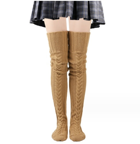 Women's Solid Color Over-the-knee Wool Foot Warmer Stockings