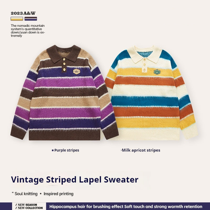 Autumn And Winter New Contrast Color Loose And Warm Knitwear Men's Top