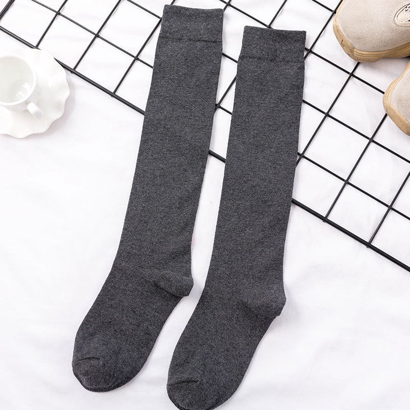 Solid Color Cotton Women's Socks Color Basic Calf