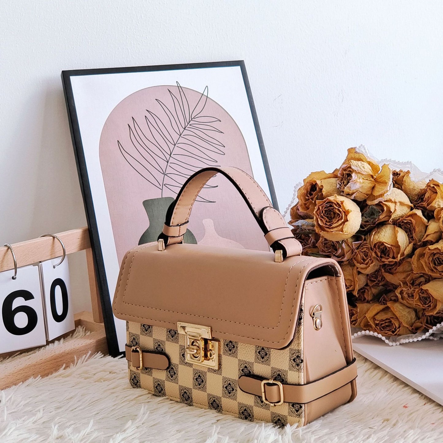 Behagelig Retro Lille Firkantet Mønster Etnisk Crossbody Taske