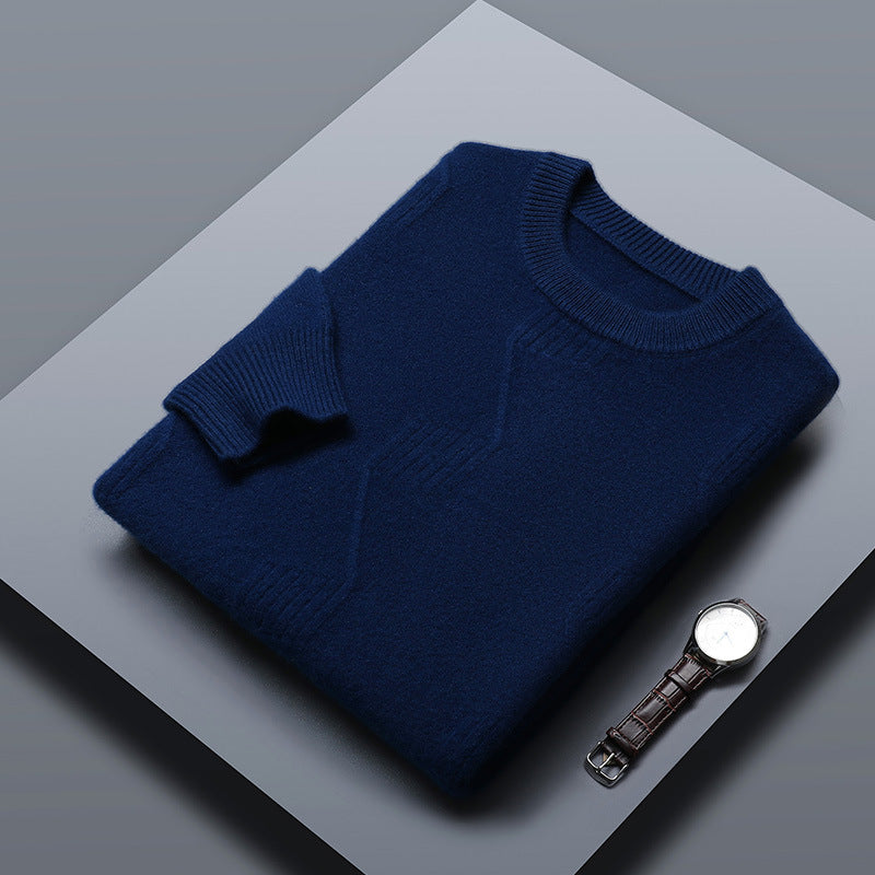 Fashion Men's Round Neck Thick Twisted Sweater
