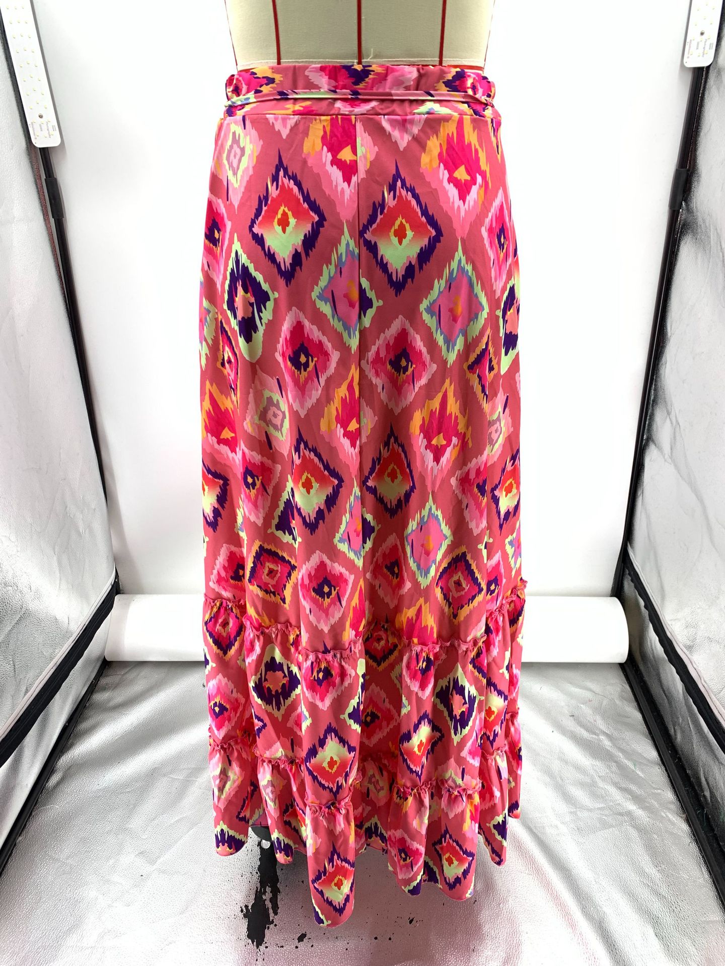 Women's Printed Long Skirt With Ruffle Edge Skirt