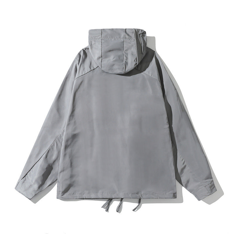 Shaped Design Functional Wind Multi-Zip Nylon Jacket