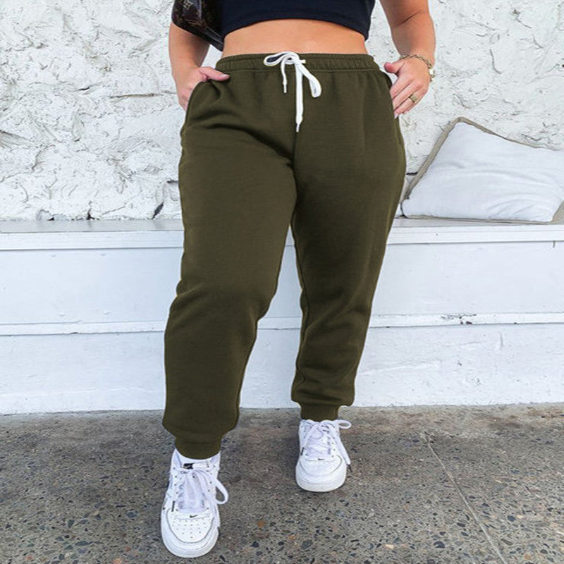 Women's thick elastic casual sports trousers