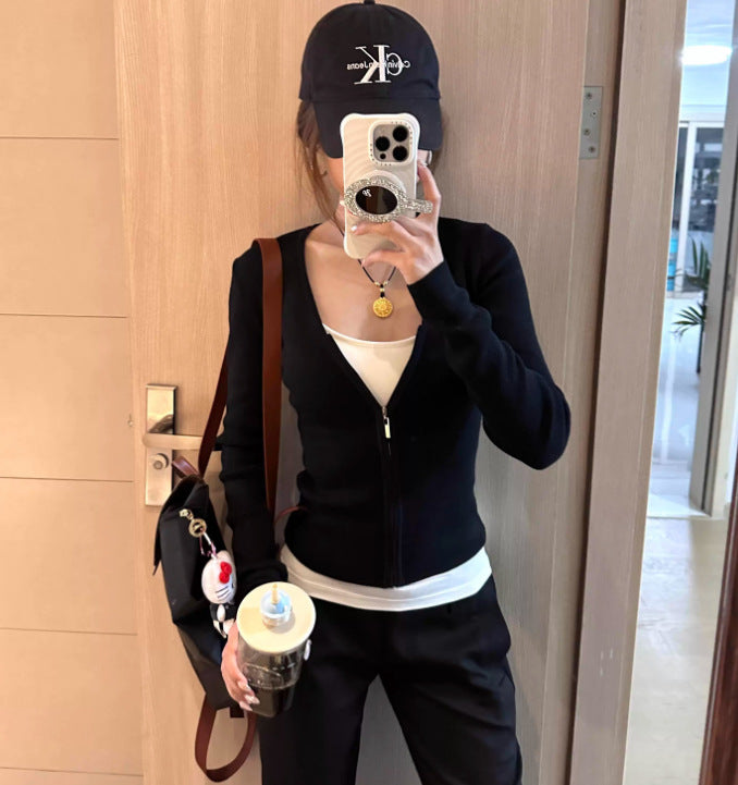 Women's Long Sleeve Korean Style Sense Of Design Versatile Bottoming Top