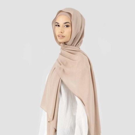 Modal Breathable Elastic Bucket Hat With Pearl Chiffon Scarf Headcloth