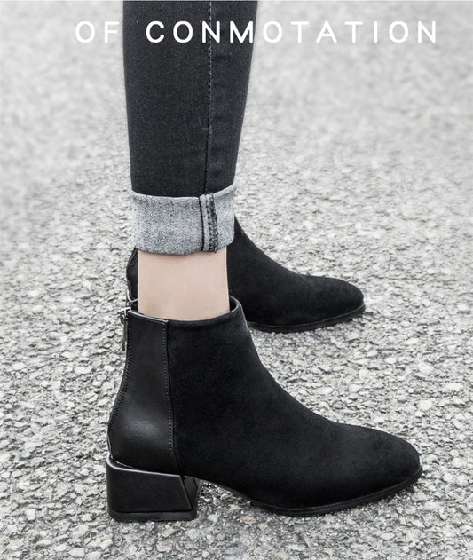 All-match comfortable thick heel casual short boots