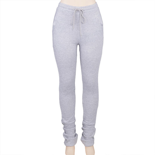 New Solid Lace Up High Waist Flared Pants