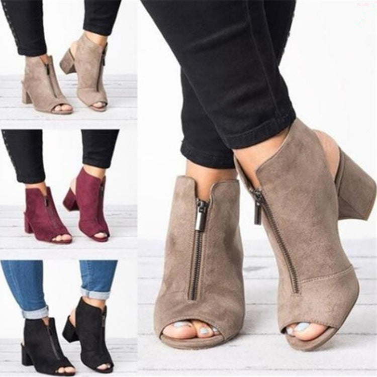 Fish mouth thick heel women's sandals